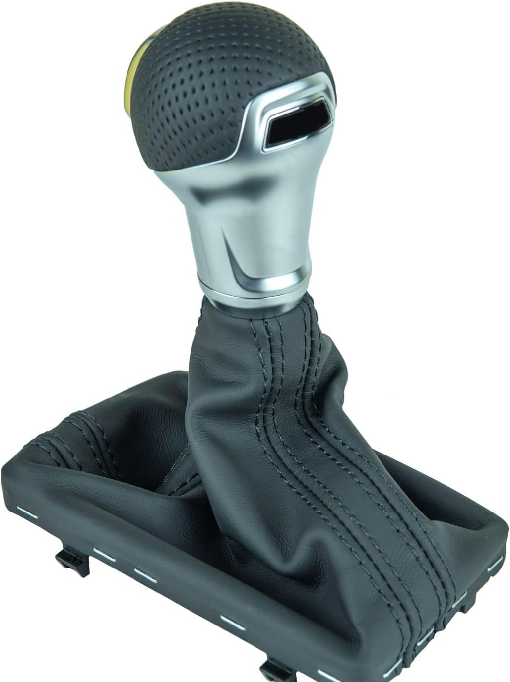 RKX Automatic Transmission Shift Knob with Logo Compatible with Audi S-Tronic DSG Stronic B8 A4 S4 Q5 Q7 A5 (Leather Sides - with Logo)
