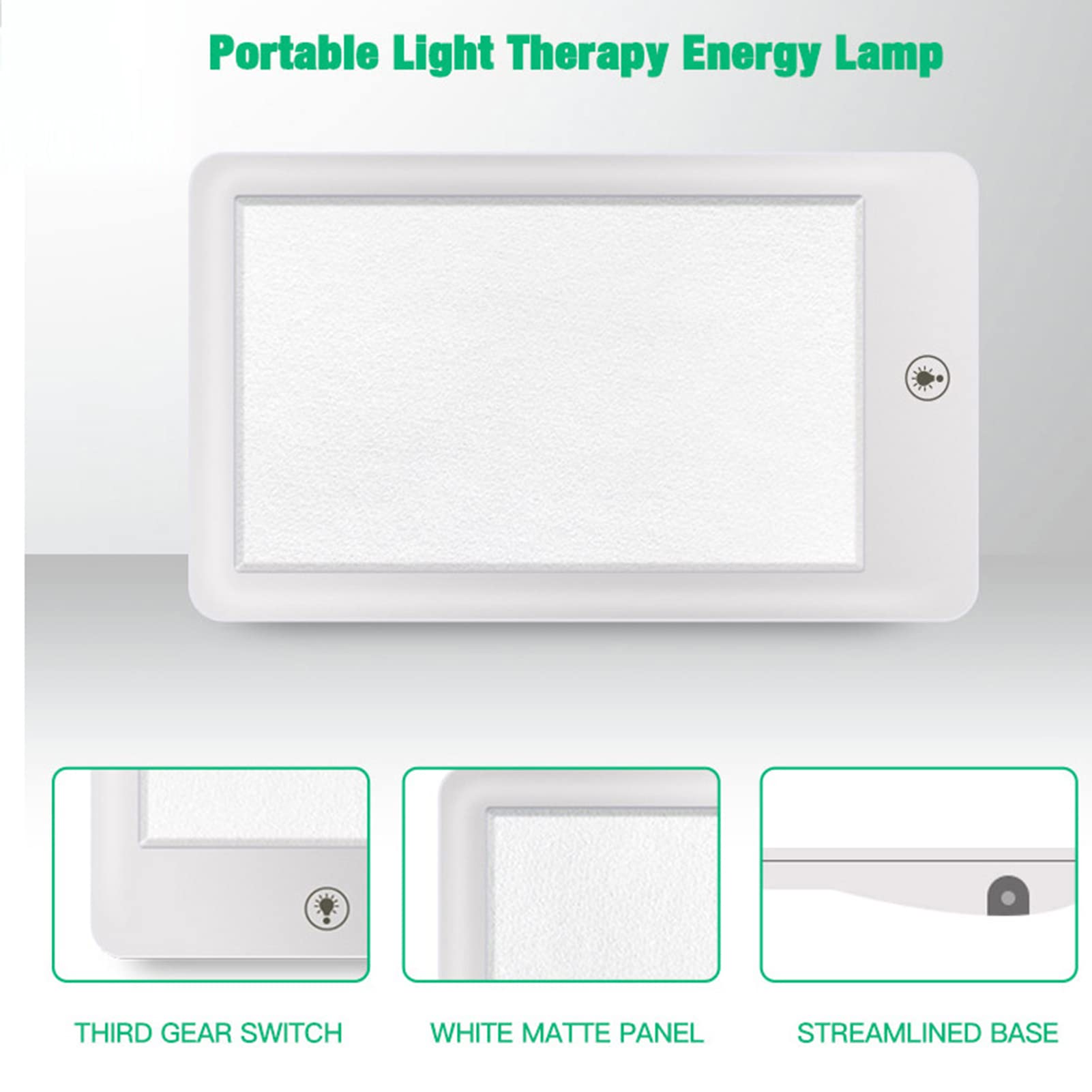 Daglichtlamp, 32000 Lux draagbaar lichttherapieapparaat Compacte daglichtlamp, 3 ​helderheidsniveaus Opvouwbare beugel, UV-vrije sfeerlicht, Wit,27.6 * 12.6cm