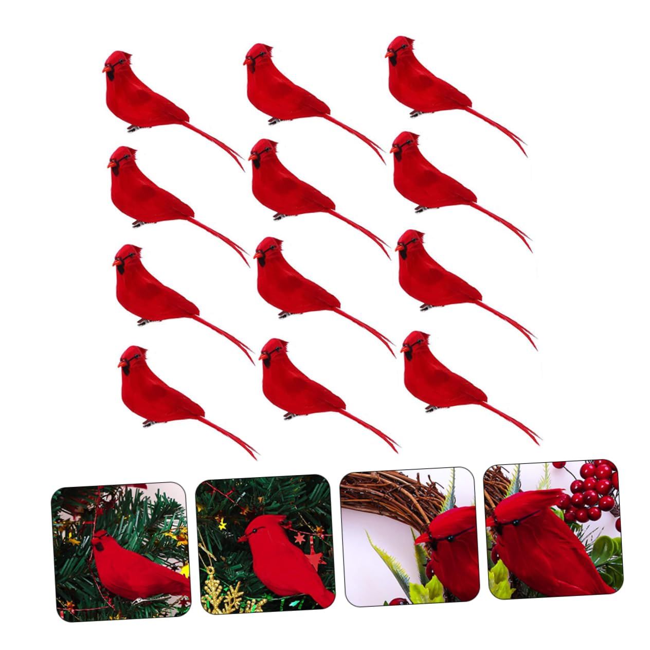 ABOOFAN 36 Pz Di Simulazione Di Natale Uccelli Di Natale Uccelli Dell'albero Di Con Clip Ornamenti Da Appendere All'albero Di i Cardinali Di Piuma Rosso