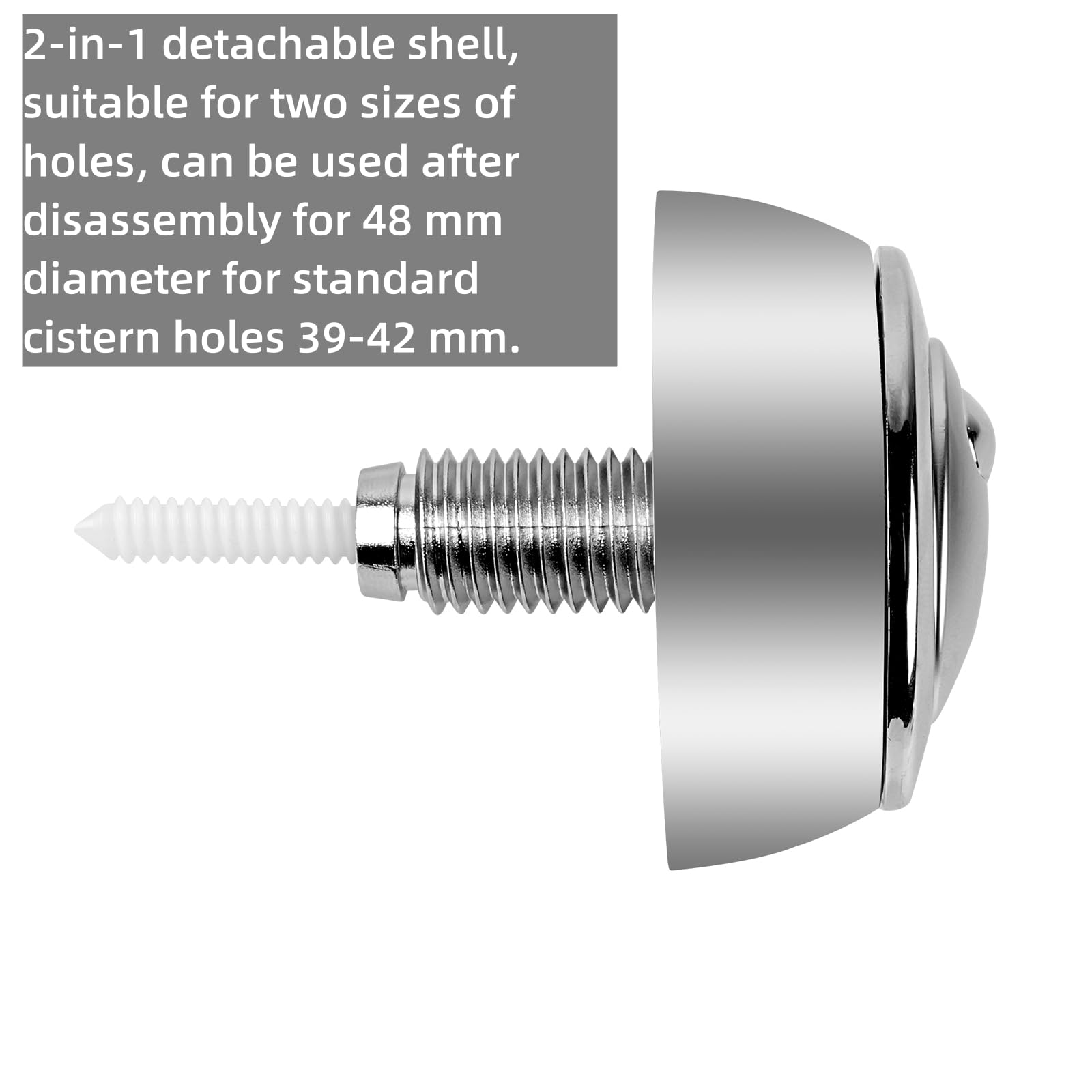 Adjustable Dual Flush Toilet Cistern Push Button for Siamp for Optima 49 Toilet Push Button Dual Flush Systems 16-50mm Toilet Push Button (Silver) - Image 2
