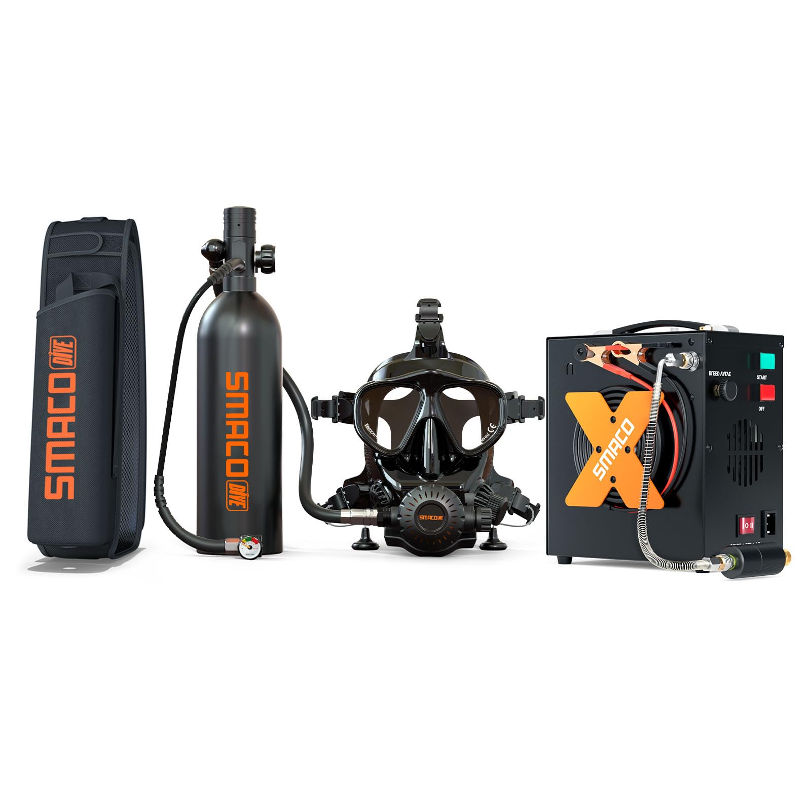 SMACO Mini Bouteille de Plongée avec Masque de Plongée Intégral, S400 Pro 1L Mini Bouteille de Plongee Petite Bouteille d Oxygène Plongee pour sous-Marin Exploration Sauvetage