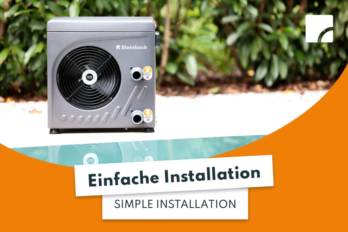 STEINBACH Wärmepumpe Mini – 049275 – Automatische Wärmepumpe für Pools bis 20.000 l – Mit LED-Display und integriertem Durchflusssensor