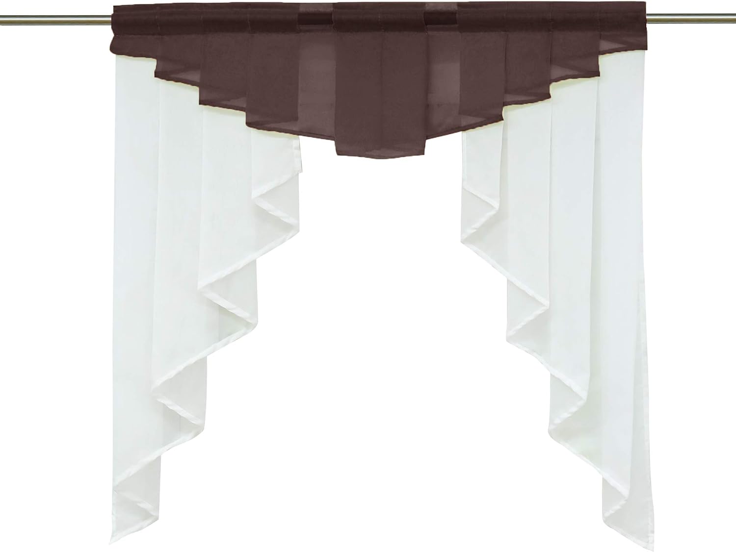 HongYa clear, voile slit curtain, drawstring, short stores, kitchen, small window curtain., Polyester, brown, H/B: 145/140 cm