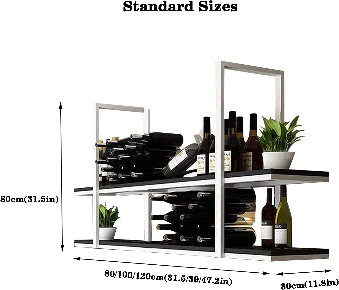 Ceiling Decoration, Smallpox Rack, Bar Counter, Wine Rack, Wrought Iron Solid Wood Flower Rack, Hanging Shelf, Kitchen Rack Restaurant Bar Hanger (Color : White, Size : 80X30X80CM)