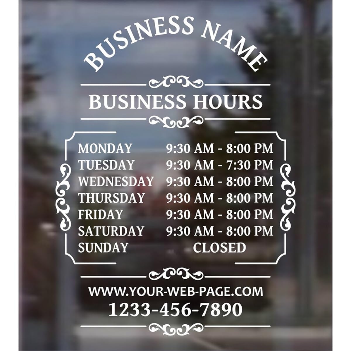 Name Sticker Personalized for Small Business，Shop Personalised Custom Opening Hours Window Sign Sticker Coffee Shop Restaurant Bar Decals Murals Personalized Wall Sticker(80x110cm)