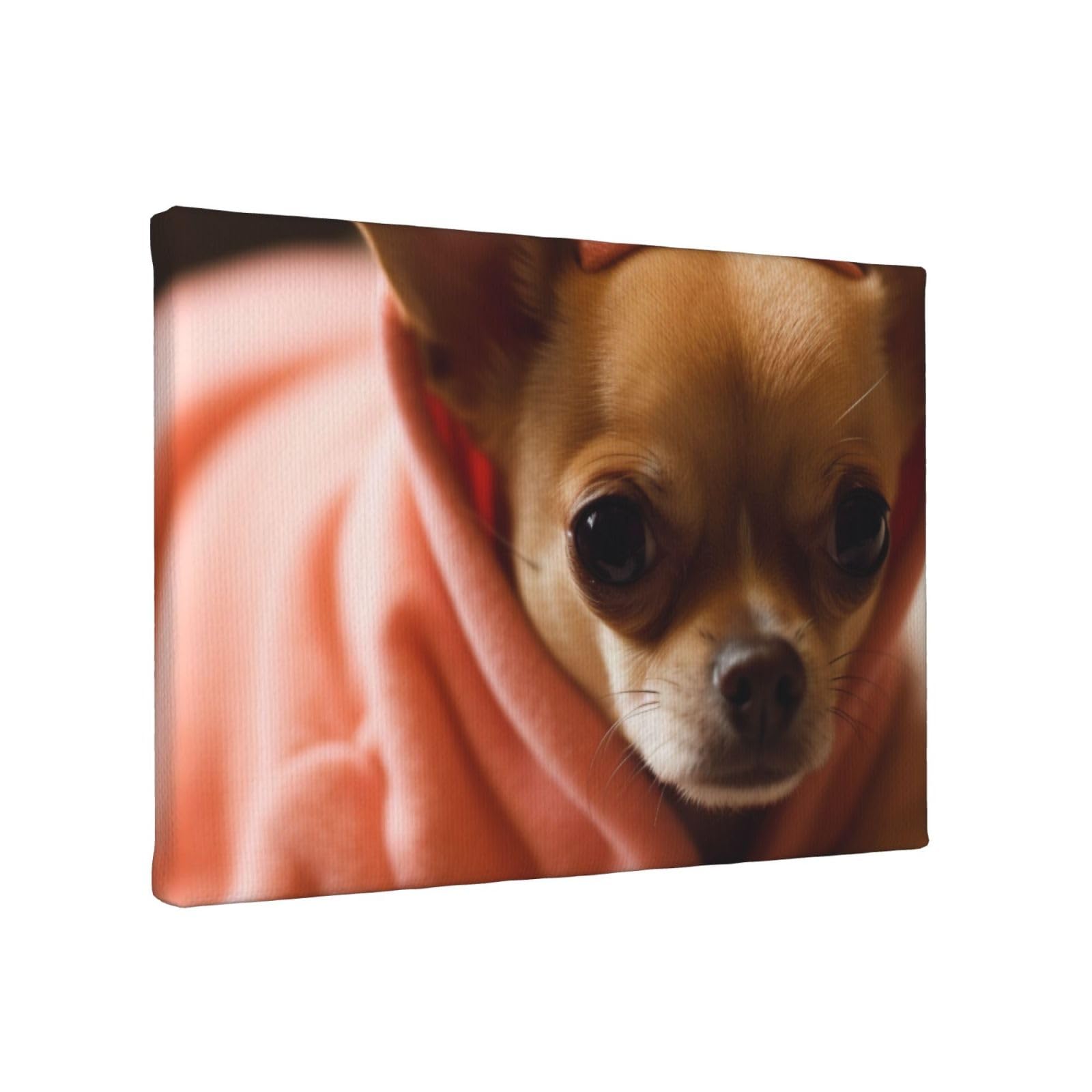 YKLJG Depressed Chihuahua Printed Wall Art Canvas Painting 30x20 CM Wooden Framed Picture Painting Artwork Prints for Bedroom Kitchen Home Office Decor