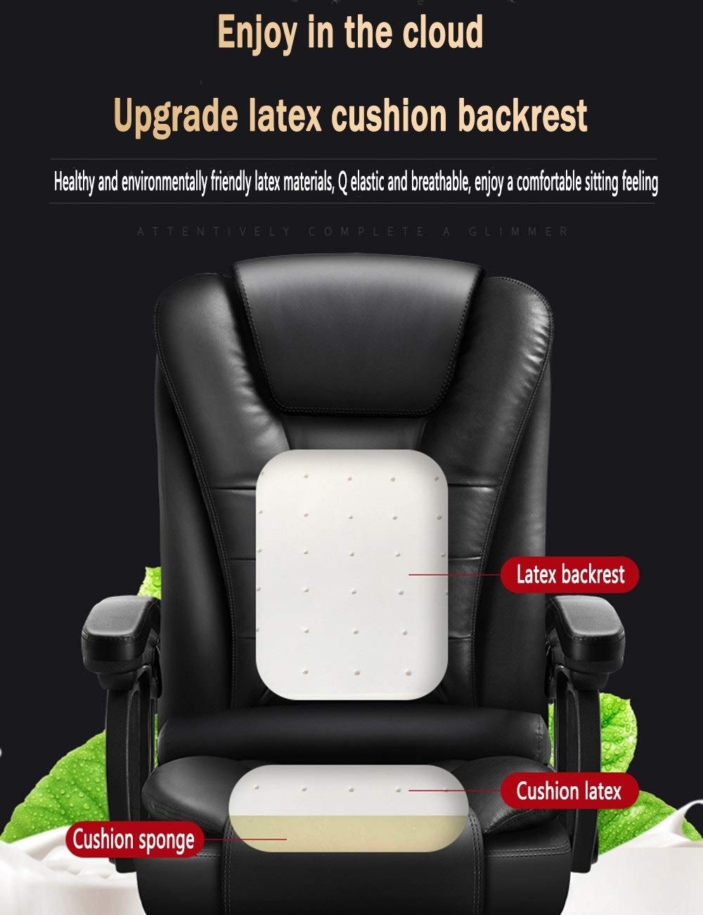 Poltrona girevole per computer, sedia da ufficio, schienale alto, design ergonomico, carico 150 kg, massaggio, meccanismo di inclinazione reclinabile in PU con poggiapiedi, utilizzata per mobili da