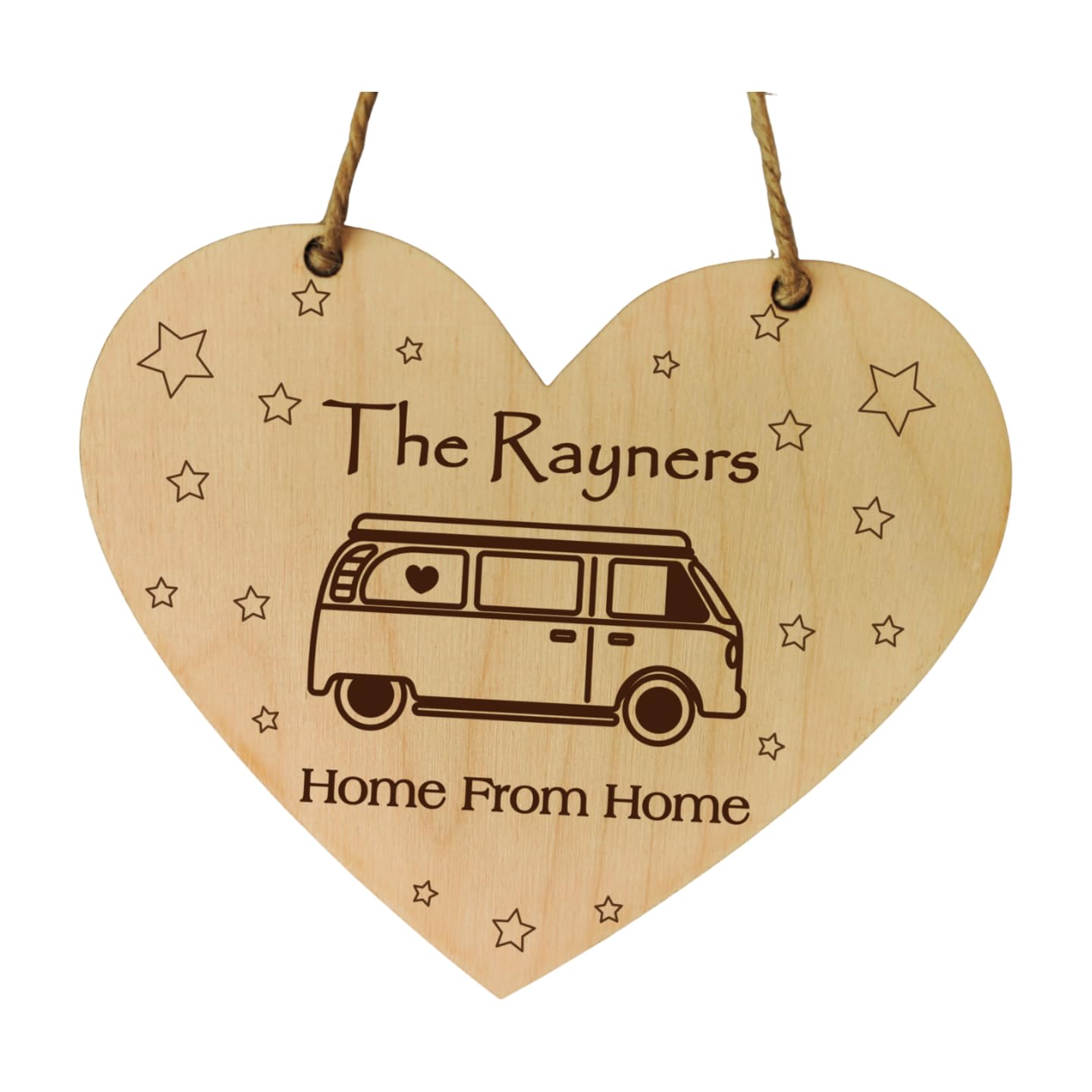Personalised Campervan decoration gift Wall Art Hanging Heart Laser Engraved Plaque Decoration Him Her