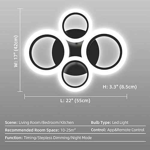Miniatura 9 de Lámpara de techo LED moderna y contemporánea con control remoto, lámpara de techo regulable de 32 pulgadas para comedor, cocina, sala de estar,