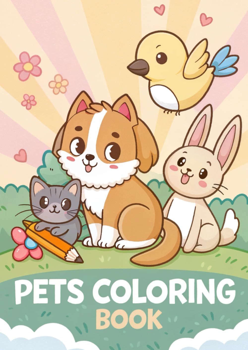 Pet Animals Coloring Book: 25 Cute & Fun Pets to Color for Kids (Coloring Books)