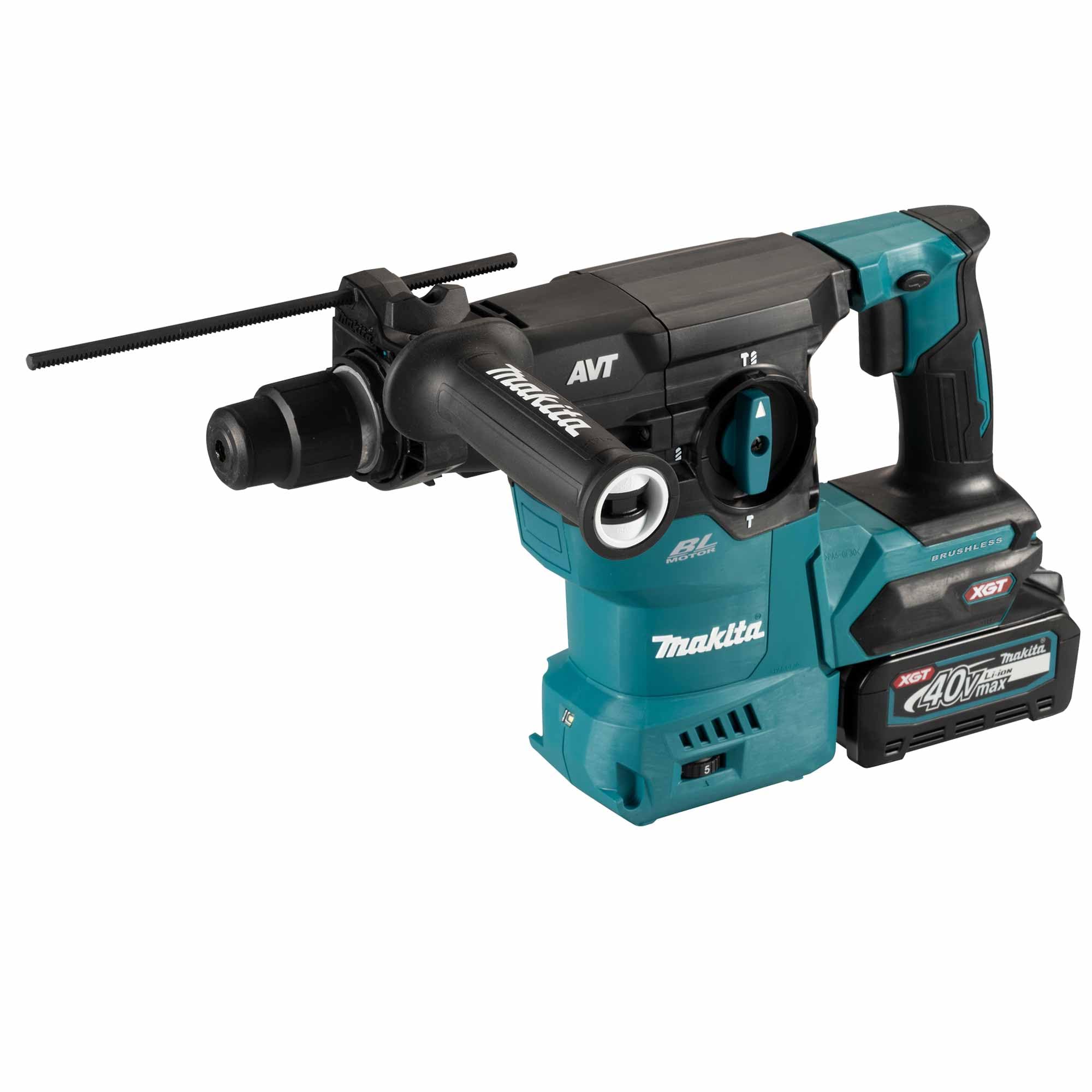 Makita HR008GM202 - Martello combinato a batteria SDS-Plus, 40 V, max. 4,0 Ah, 2 batterie + caricatore in valigetta per il trasporto
