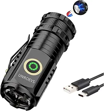 Mini LED Flashlight Rechargeable USB C Charging, Small Flashlights Powerful Max 2550 Lumens with 5 Light Modes, Pocket Light with Clip, Magnetic Flash Lightfor EDC,Camping, Hiking,Emergency