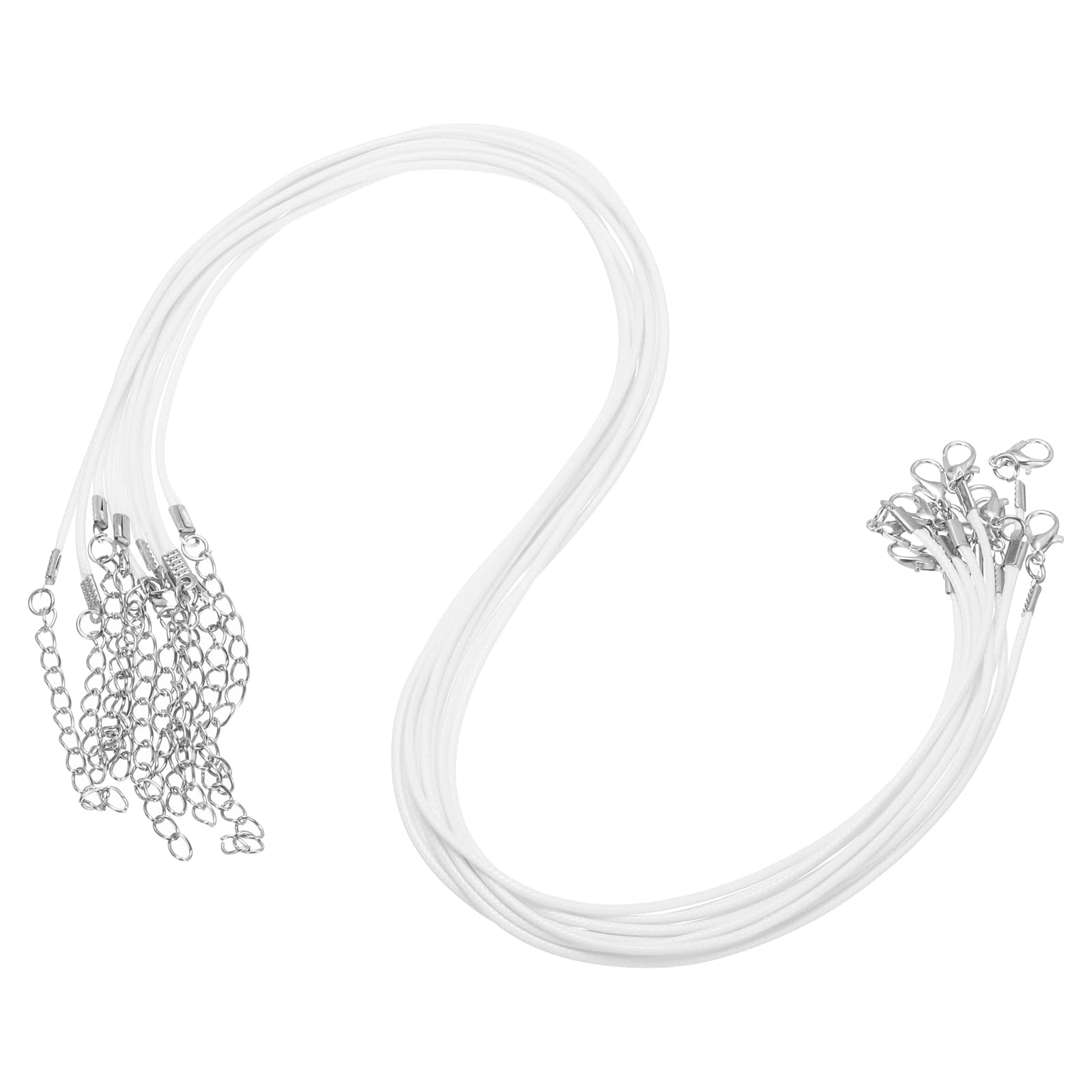 sourcing map 10pcs 20 Inch Waxed Necklace Cord, Bulk Necklace String with Clasp 1.5mm Waxed Leather Cord Rope for Jewelry Making DIY Bracelet Pendant,White