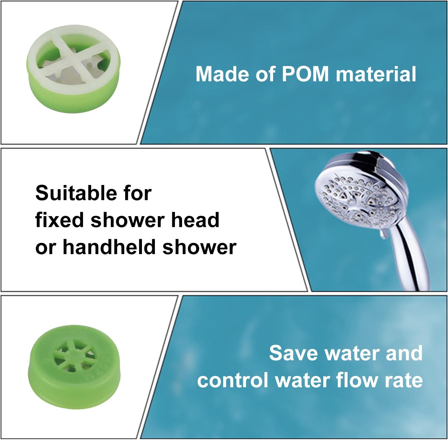 Hibbent 9 PCS Water Flow Restrictor 1.5/1.75/2.0/2.5/3.0 GPM Set, Shower Flow Control Valve Shower Water Flow Reducer, Shower Flow Reducer Limiter Regulator for Fixed Shower Head or Handheld Shower