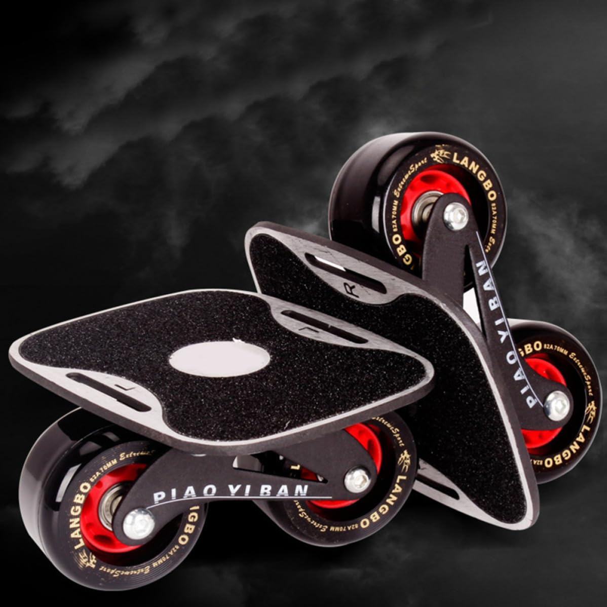 CHILDWEET Monopatín Negra Ligera y Resistente de Aleación de Aluminio Antideslizante Dividido y Portátil Tabla de Skate para Desplazamientos
