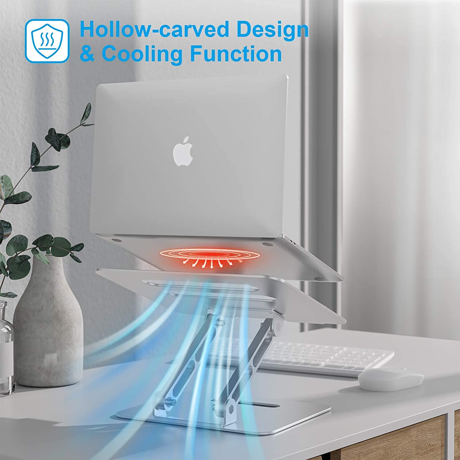 Adofys Adjustable Laptop Stand, Laptop Holder, Notebook Holder Stand with Heat-Vent, Computer Stand Notebook Aluminum Stand Desk for Laptop up to 17 inches, Compatible with All Laptops 2