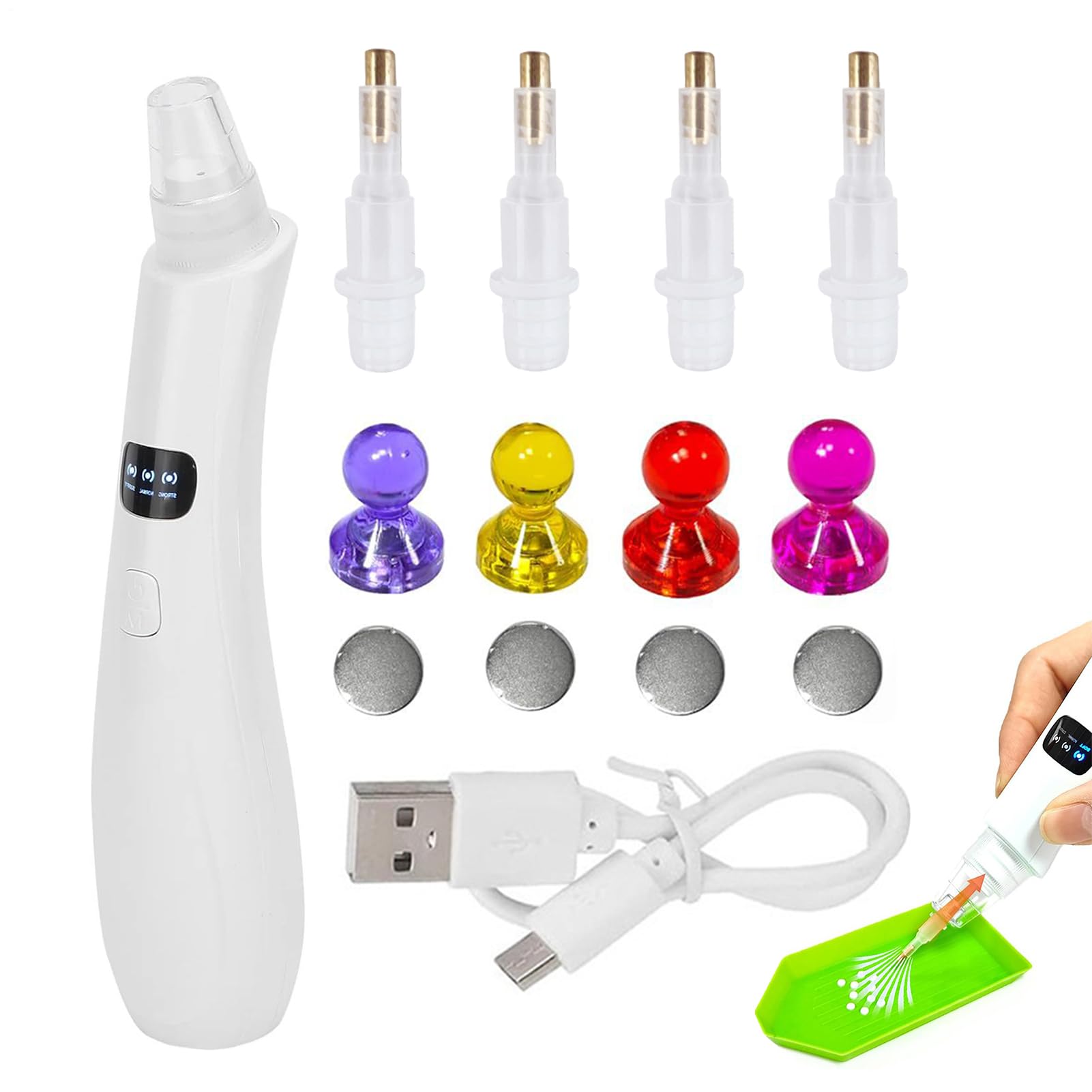 Outil applicateur de strass avec pince électrique aspirante à 3 modes