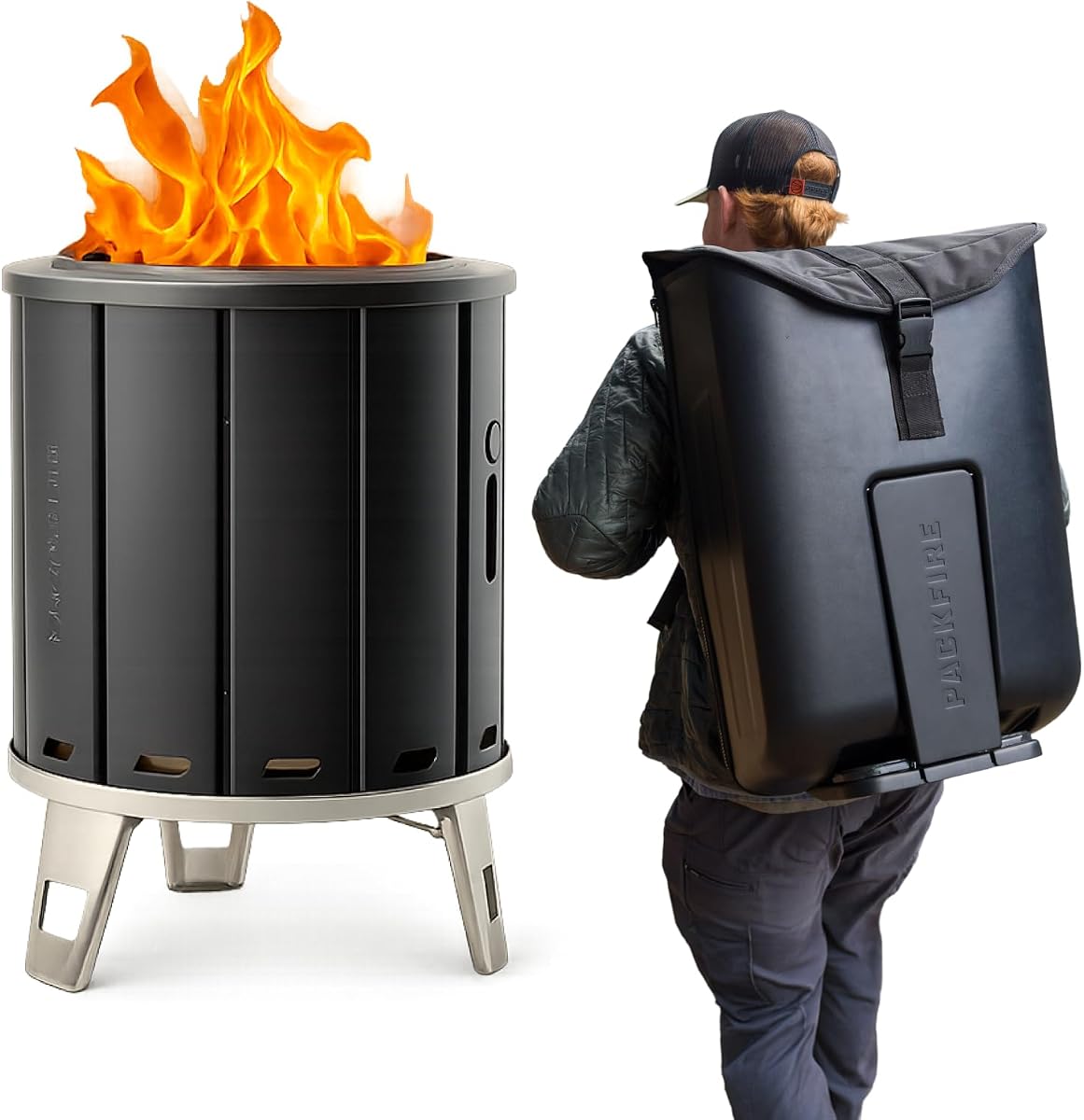 Portable Camping Fire Pit - Packable Fold-Flat Design