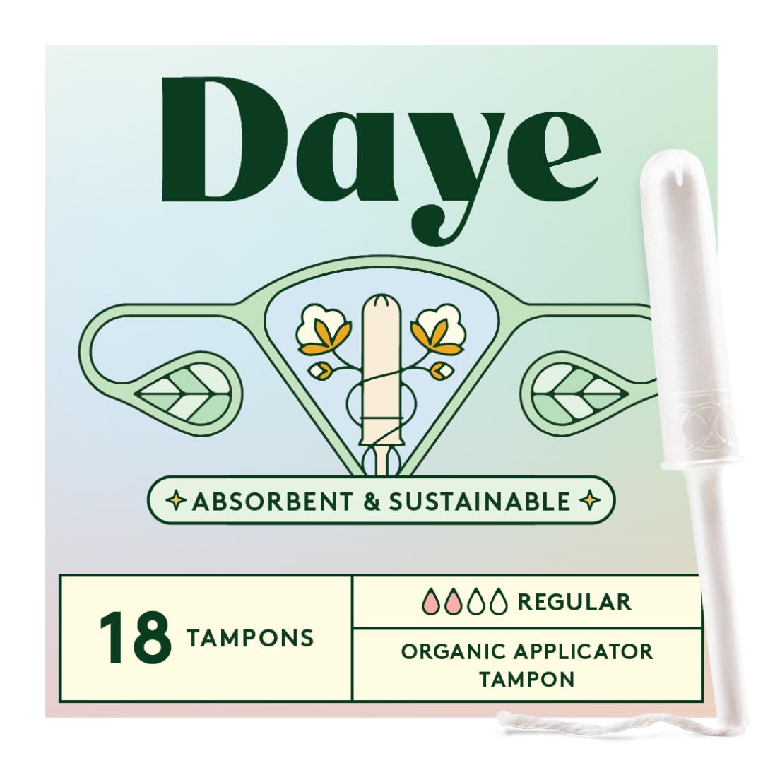 Organic Tampons Regular | 18ct | Pesticide & Metal Tested, 100% Organic Cotton, Best Absorbency | No-Shed Sleeve, Sugarcane Applicator