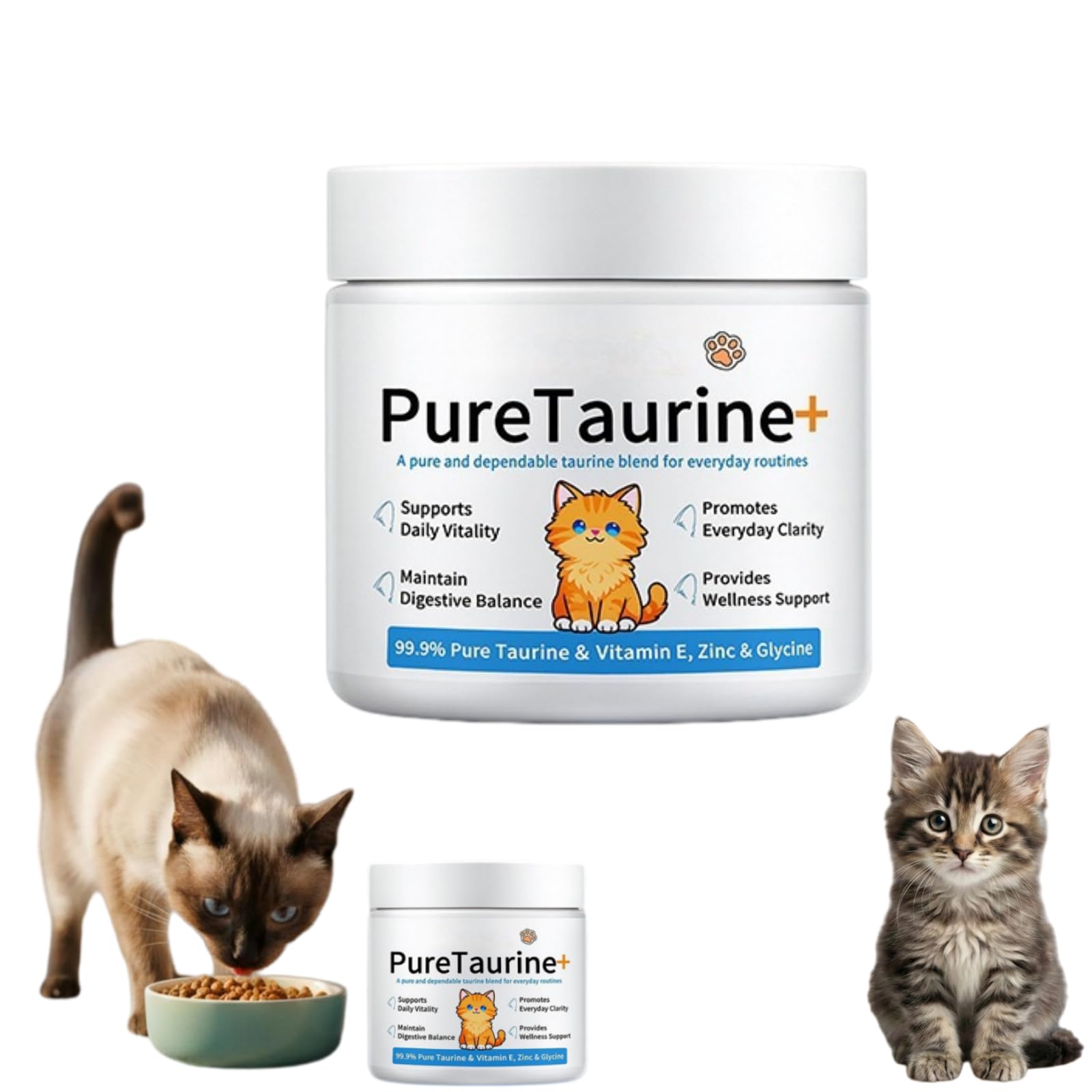 purkatz puretaurin PURETAURINE+ - DIE NR.1 EMPFEHLUNG VONTIERARZTEN，Senioren Katzen-Nahrungsergänzung, tägliche Fütterung, Unterstützt Herzgesundheit & Sehkraft, für alle Katzenrassen
