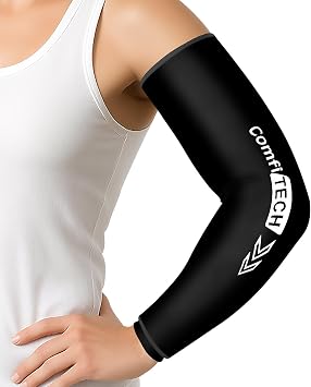 ComfiTECH Full Arm Elbow Ice Pack Wrap, Tennis Cold Sleeve, Medium | Extended-length Flexible Forearm Sleeve for Elbow, Wrist Discomfort, Golfers Arm, Shin Splints, Throwing Recovery