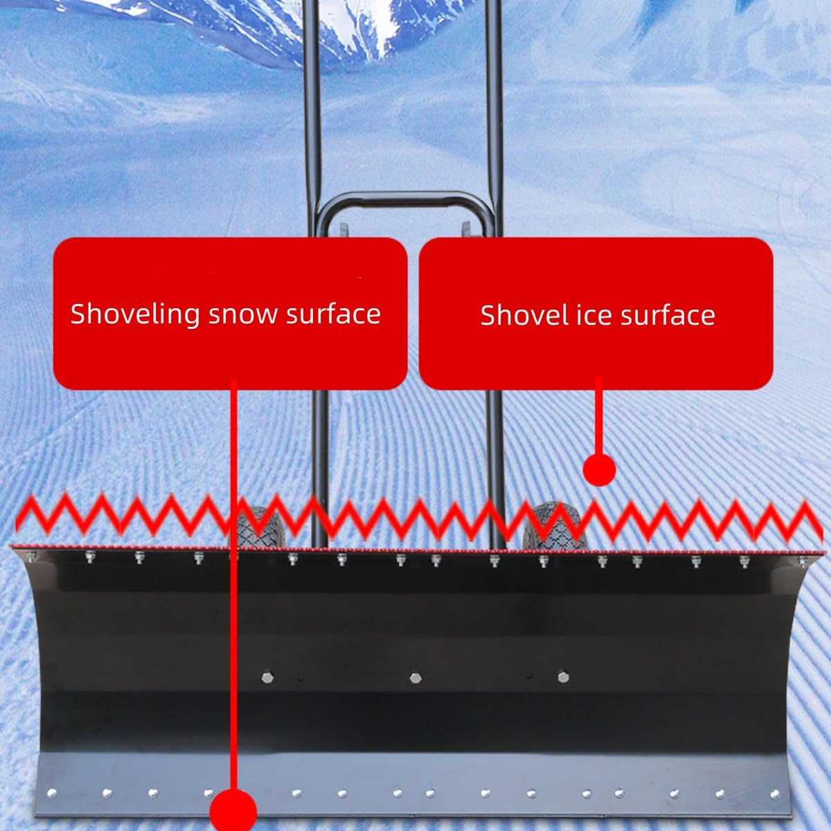 Pala de nieve resistente para entrada, empujador de nieve bidireccional resistente con ruedas, pala larga de doble propósito para quitar nieve y hielo, para puerta de acera, pala de nieve de metal