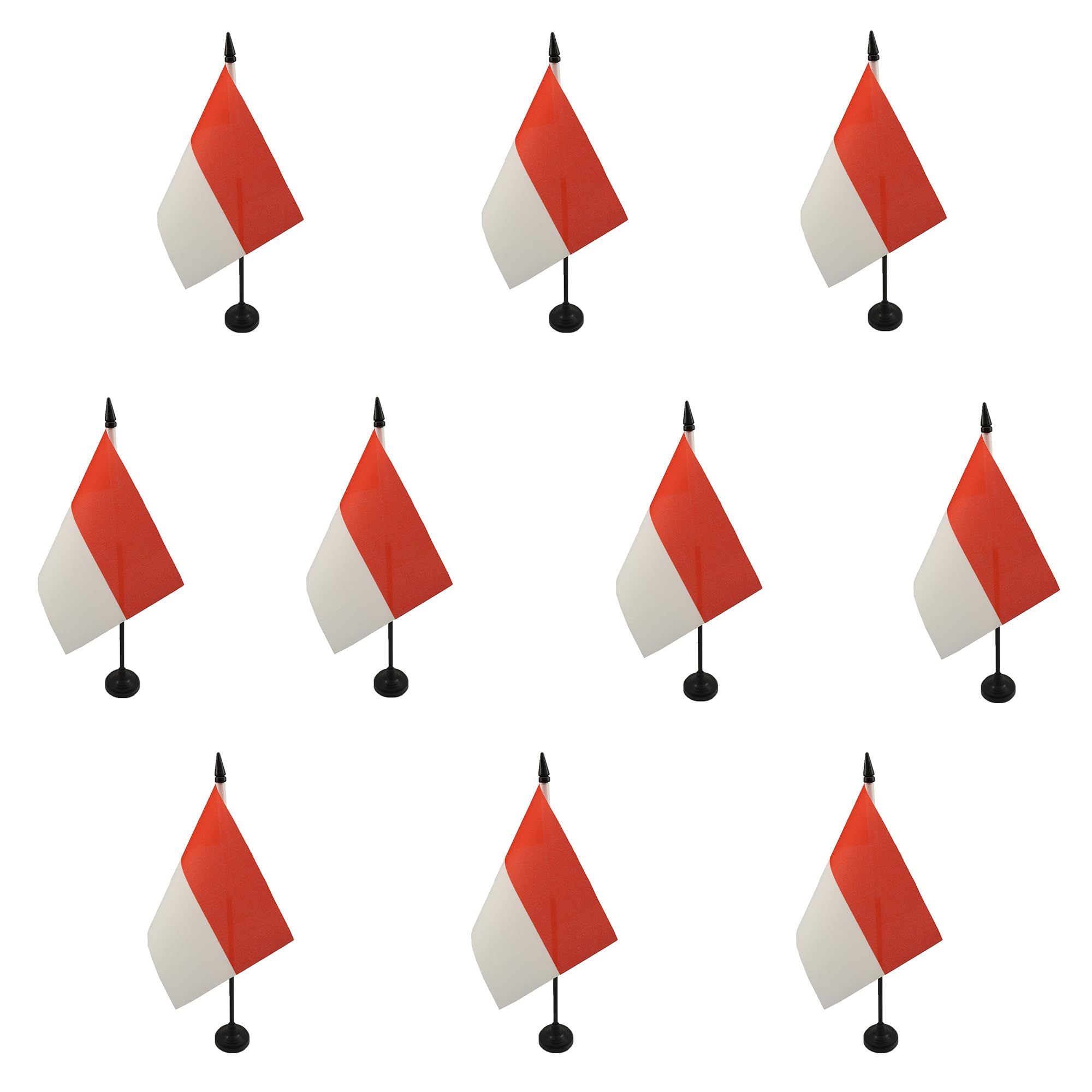 AZ FLAG - Set of 10 Indonesia Table Flag 4'' x 6'' - 10 Small Indonesian Office Flags 100% Polyester 15 x 10 cm - Mini Desk Flag with 10'' Pole and Black Plastic Base โ image 1