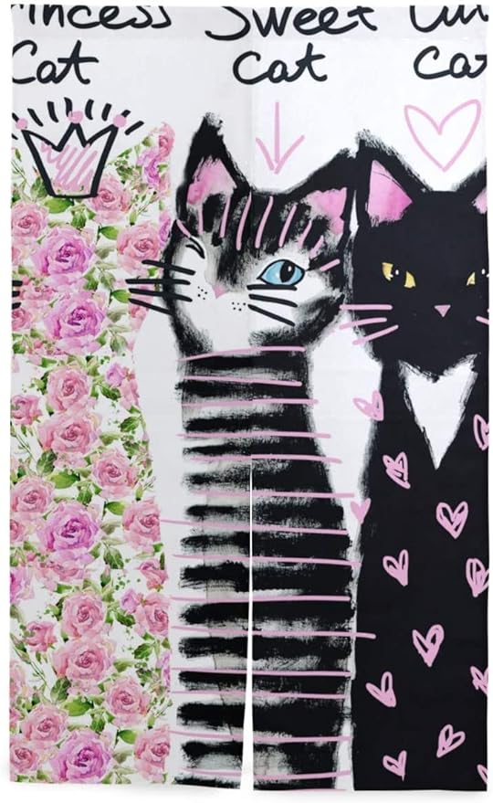Amazon Co Jp Tinzzeros のれん おしゃれ かわいい猫子猫水彩イラスト誕生日 組み合わせ 和風の ポーチ 定番柄 おしゃれ 脱衣場の目隠し 戸口の 出入り口 綿麻混 突っ張り棒付き 幅70 丈150 文房具 オフィス用品