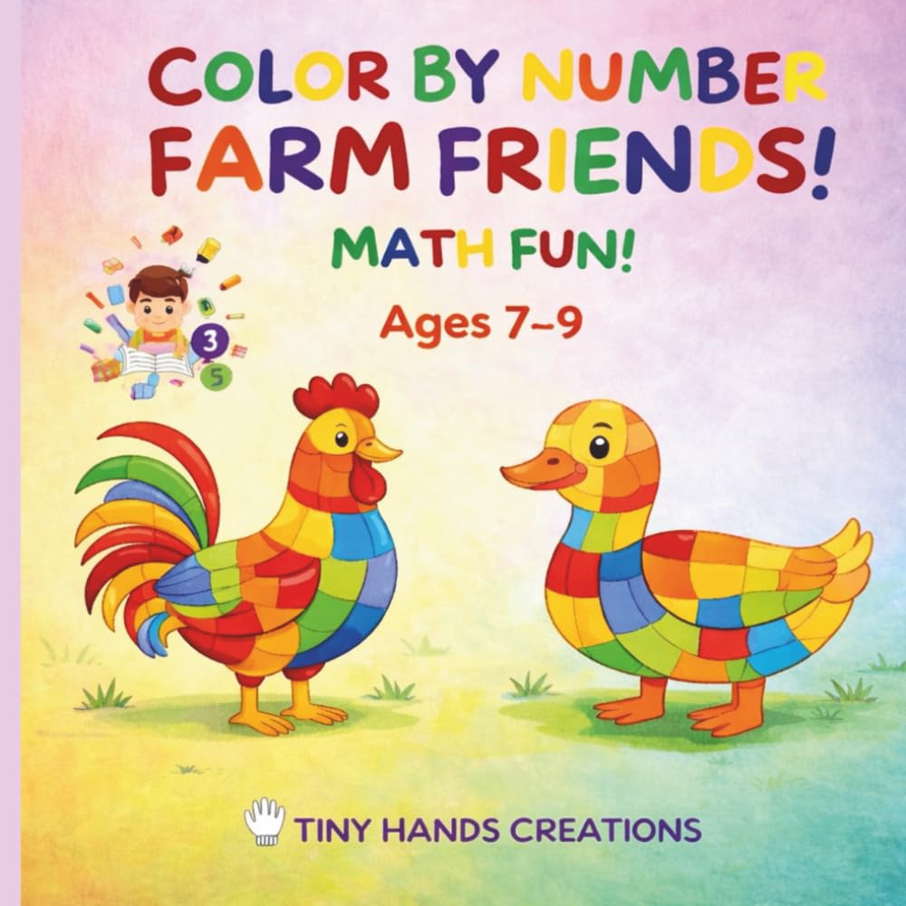 My First Farm Math Coloring Book: Ages - Color by Number: Addition & Subtraction Puzzles for Young Learners