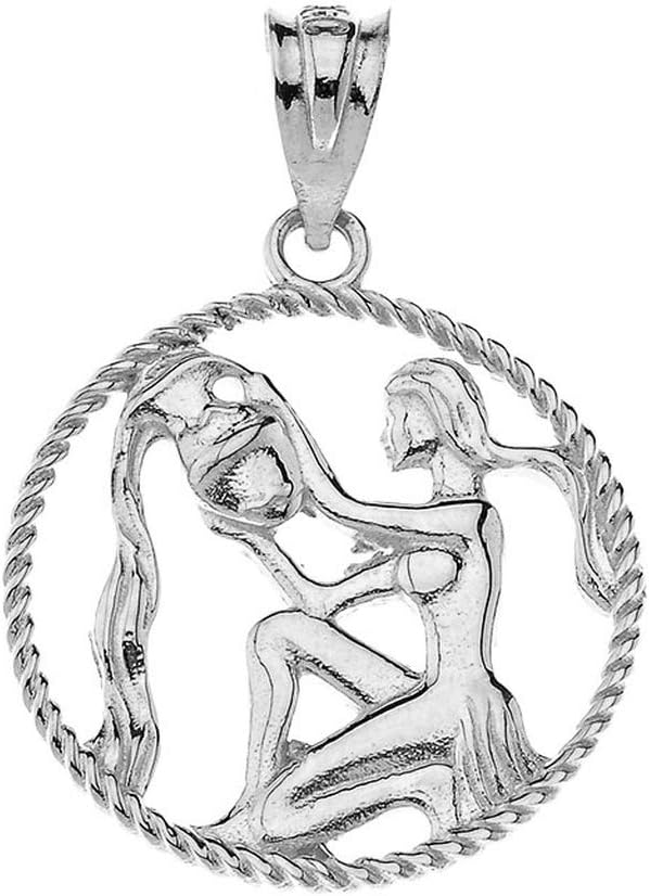 Exquisite 925 Sterling Silver Round Zodiac Sign Horoscope Constellation Rope-Style Charm Pendant