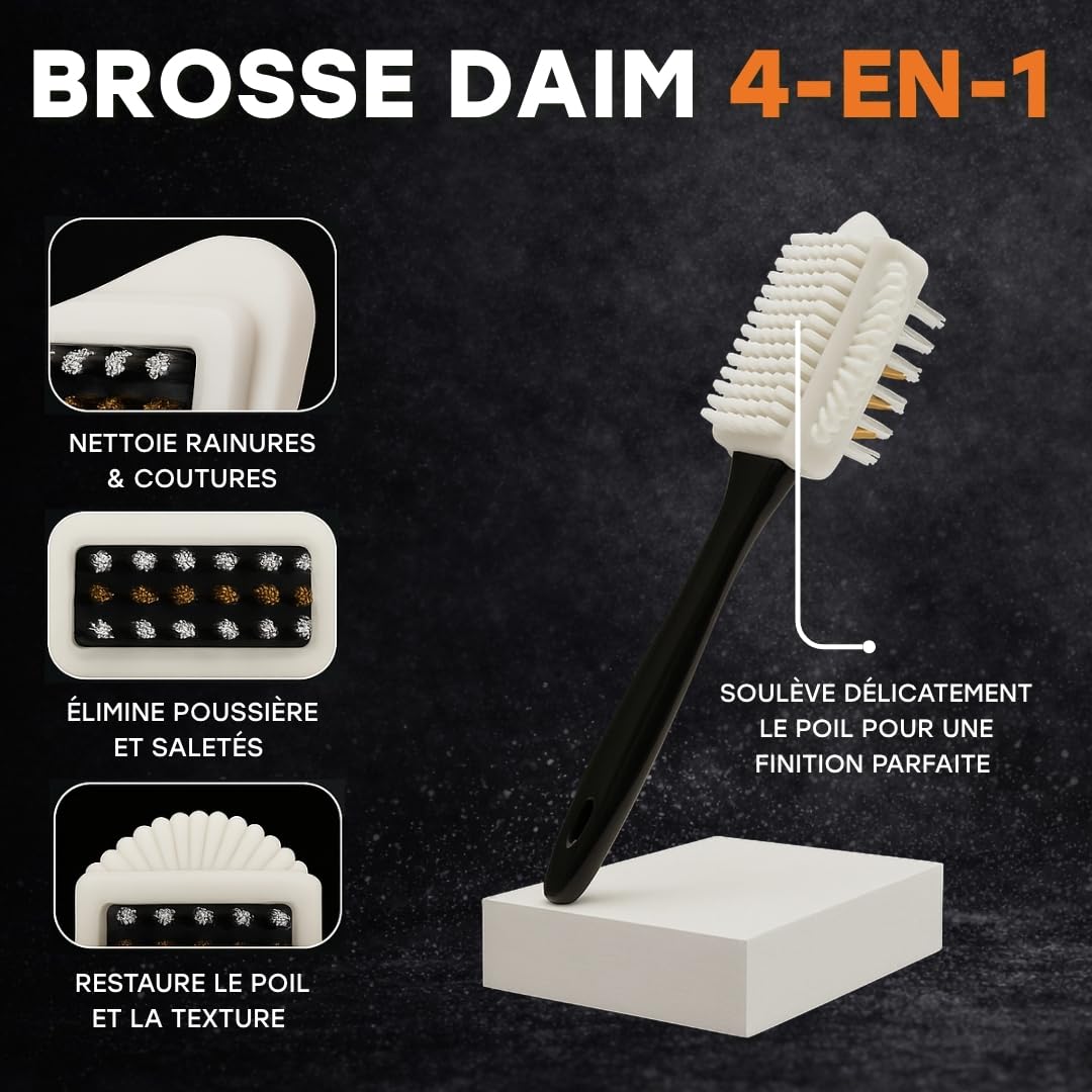 Kit Nettoyage et Entretien Chaussures en Daim & Nubuck Shoe Clinic | Nettoyant Daim Chaussure + Imperméabilisant + Brosse | Nettoie, Protège & Imperméabilise Chaussures, Baskets & Bottes