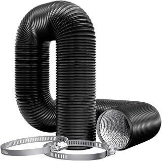 Flexibler Aluminium-PVC-Belüftungsschlauch, 12,7 cm, 5 m, schwarzes Luftkanalrohr für Abluftventilator, Hydrokultur, Wachstumszelte, Trocknerentlüftungen