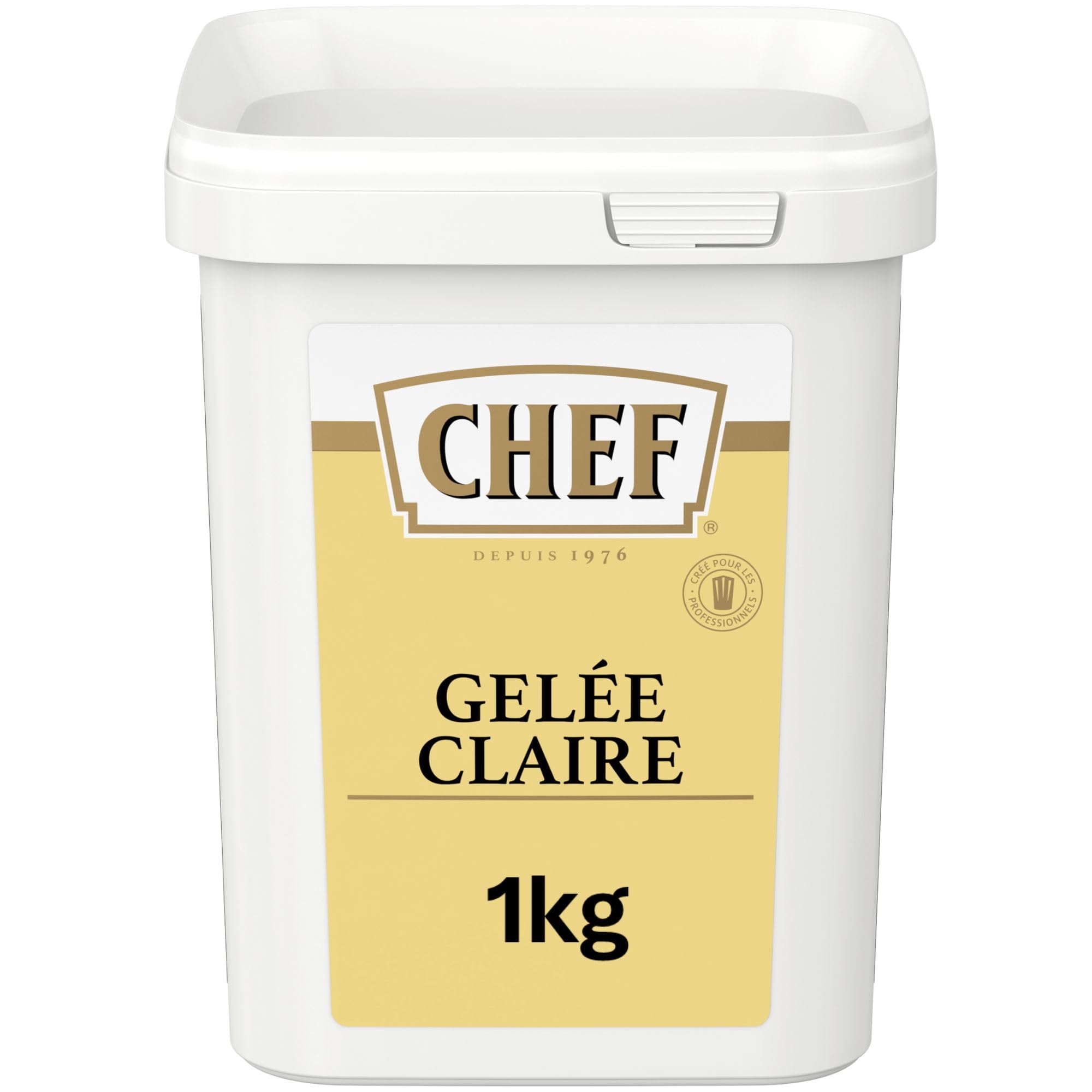 CHEF Gelée Claire Déshydratée - Pour Gelée, Nappage, Décor - A Base de Gélatine de Bœuf 46% - Gain de Temps en Cuisine - Aide Culinaire, Fonds, Fumet, Sauce - Boîte de 1kg pour 20L