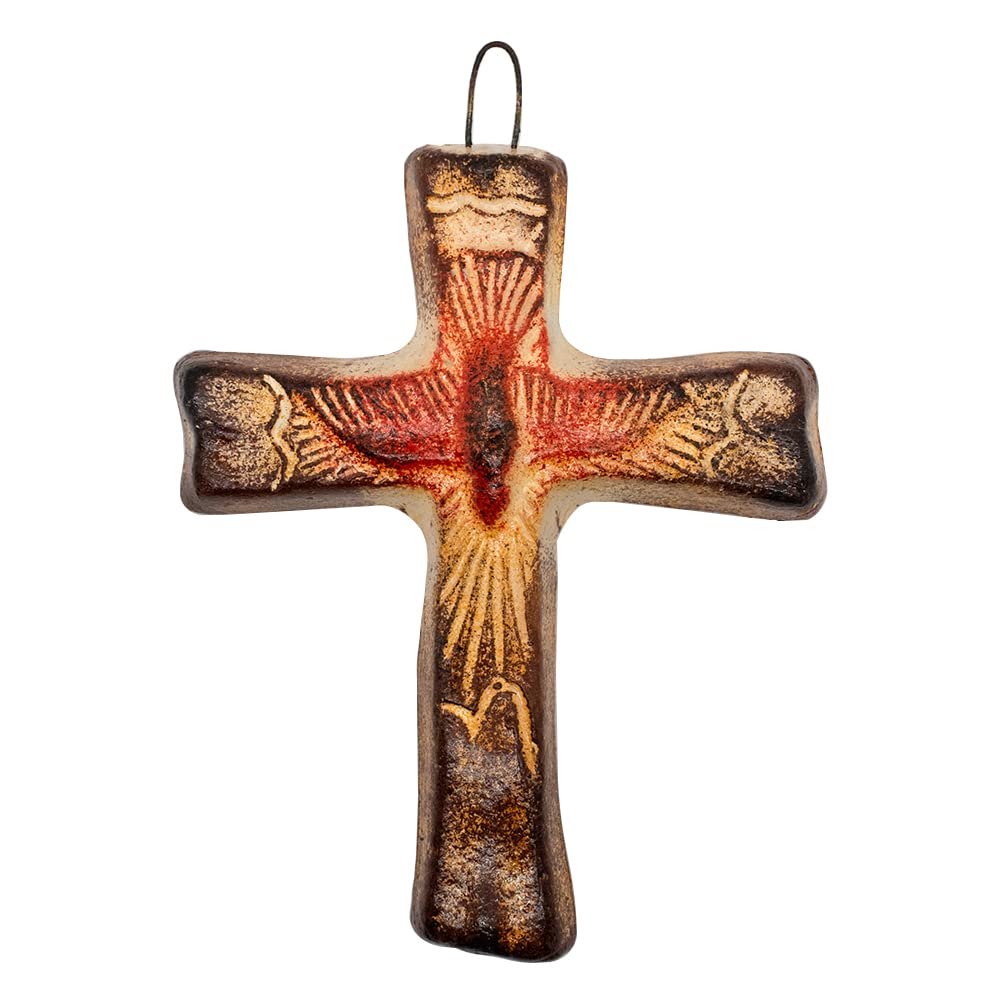 Amazon.com: Clay Wall Cross | Holy Spirit or Sacred Heart