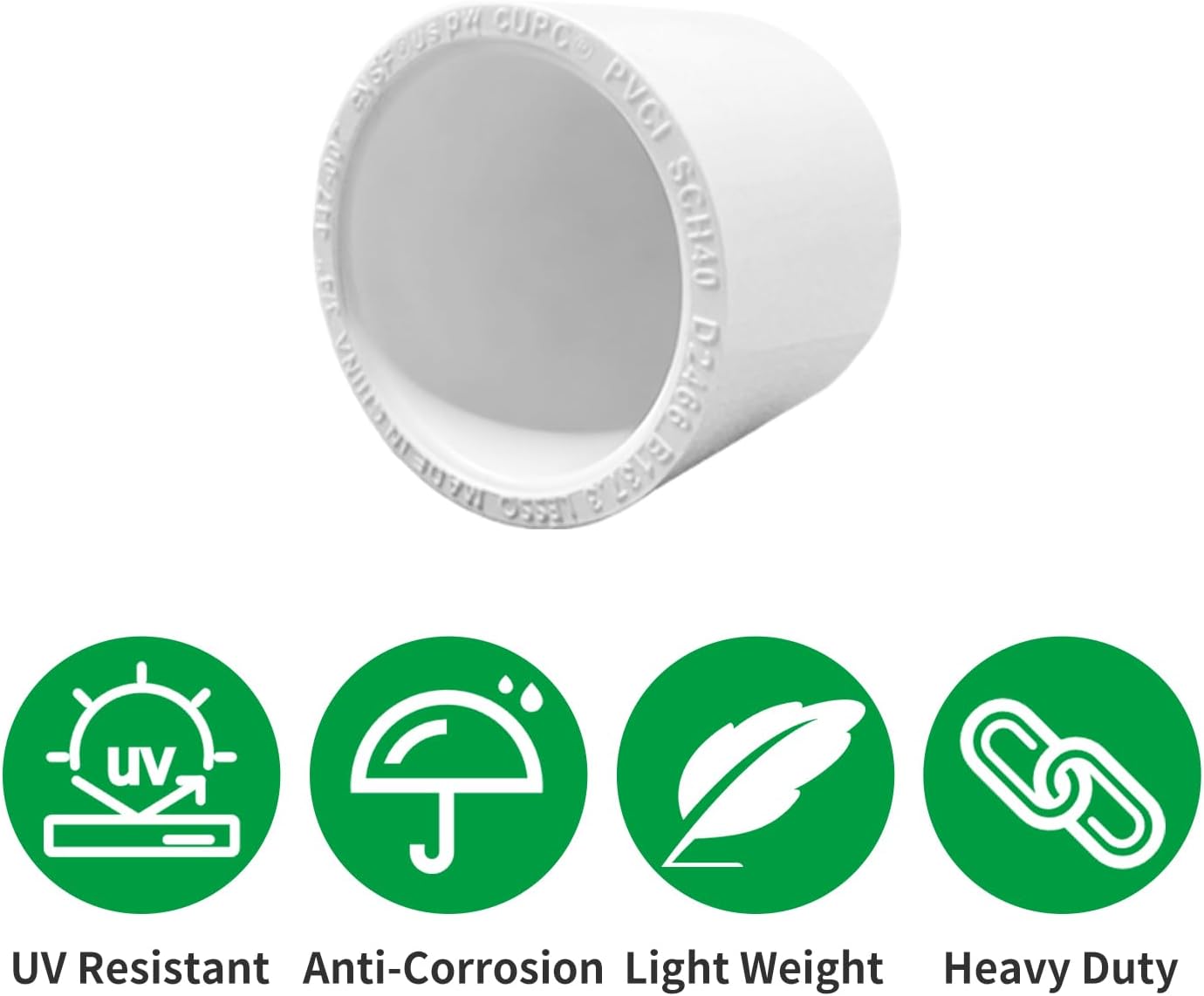LESSO 1/2 inch PVC Pipe End Cap,24 PackSchedule 40 Industrial Pipe Fittings 1/2" PVC Pipe External Plug Adapter for Build Furniture DIY Garden Shelf, White