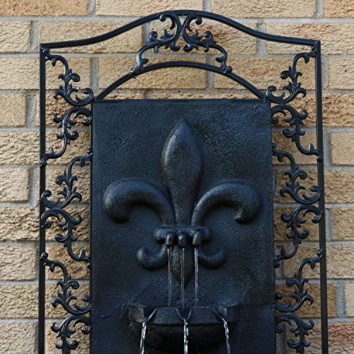Image of Sunnydaze French Lily 33-Inch Electric Outdoor Wall Water Fountain - Lead