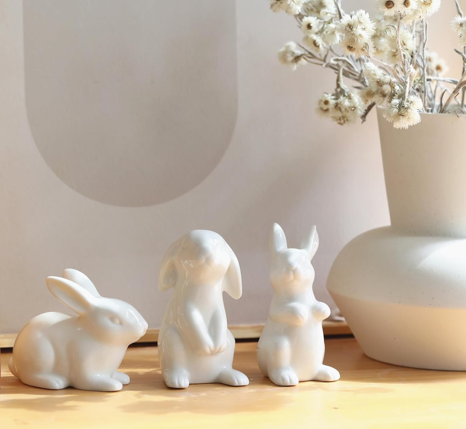 GOODSTART Ceramic Bunny Rabbits Easter Bunny Figurine Porcelain Modern Art Home Decoration, Statues for Spring Home Decor, Easter Decorations Rabbit Figurines - Image 7