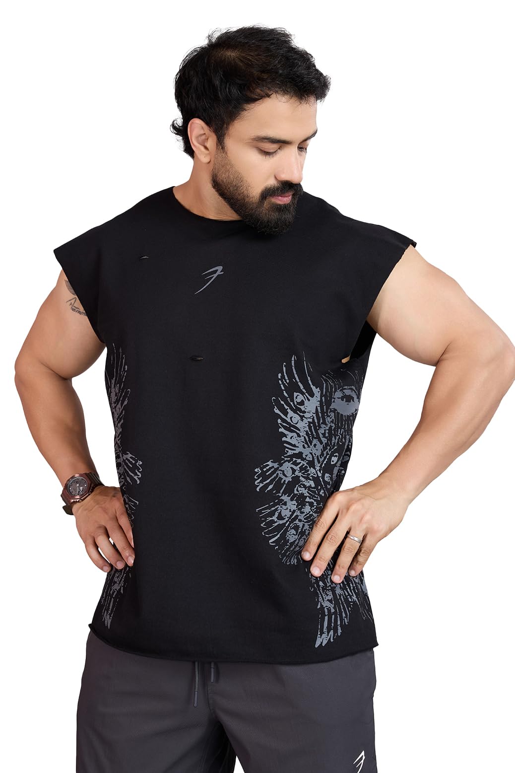 fuaark Men Raw Eagle Capsleeves Oversized fit Gym & Workout Tank-picture-27