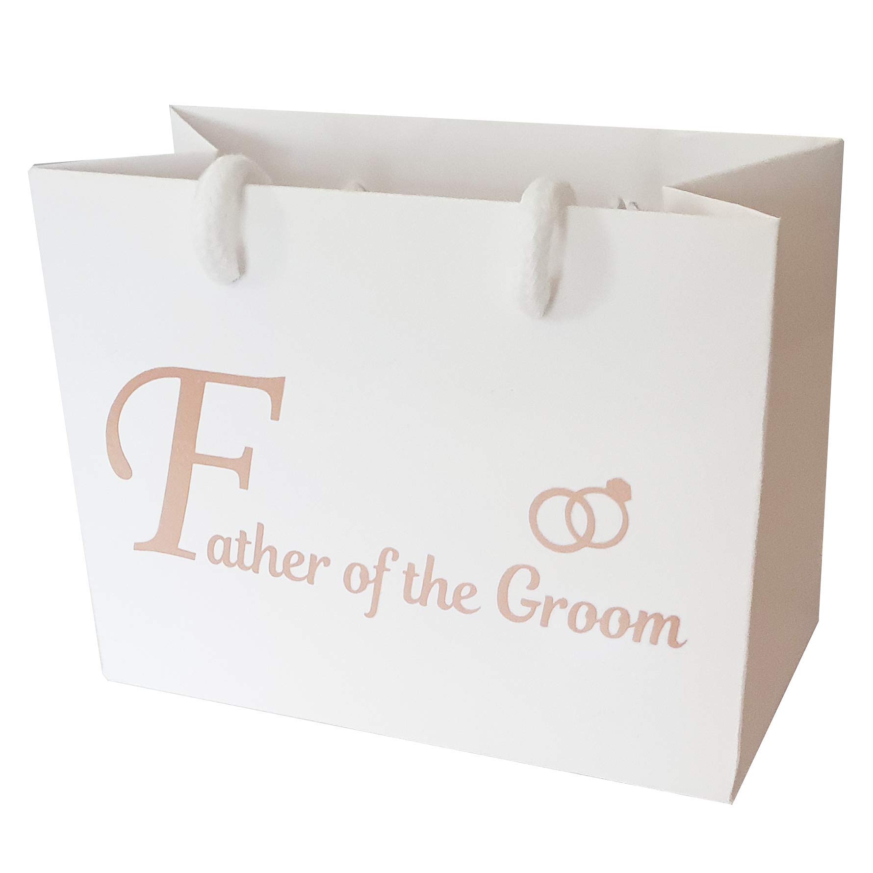 Small Wedding Gift Bags - White and Copper Gold Gift Bag with Rope Handles and Tissue Paper - Favours (Father of the Groom)