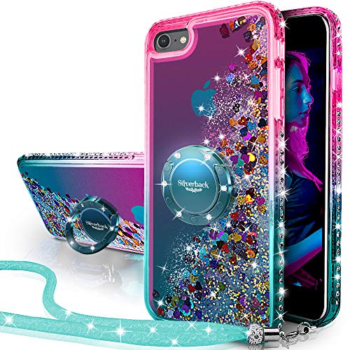 Silverback for iPhone 6S Plus Case, iPhone 6 Plus Case, Moving Liquid Holographic Sparkle Glitter Case with Kickstand, Bling Diamond Bumper Ring Protective Case for Apple iPhone 6/6S Plus -Green
