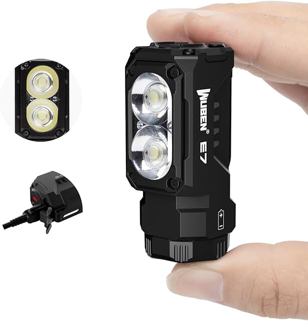 WUBEN E7 1800 Lumen Mini Lanterna Recarregável com Ímã - Lanterna EDC Super Brilhante de 6 Modos, LED Recarregável Tipo C; Lanterna de Bolso IP68 para Uso de Farol, Resgate, Camping