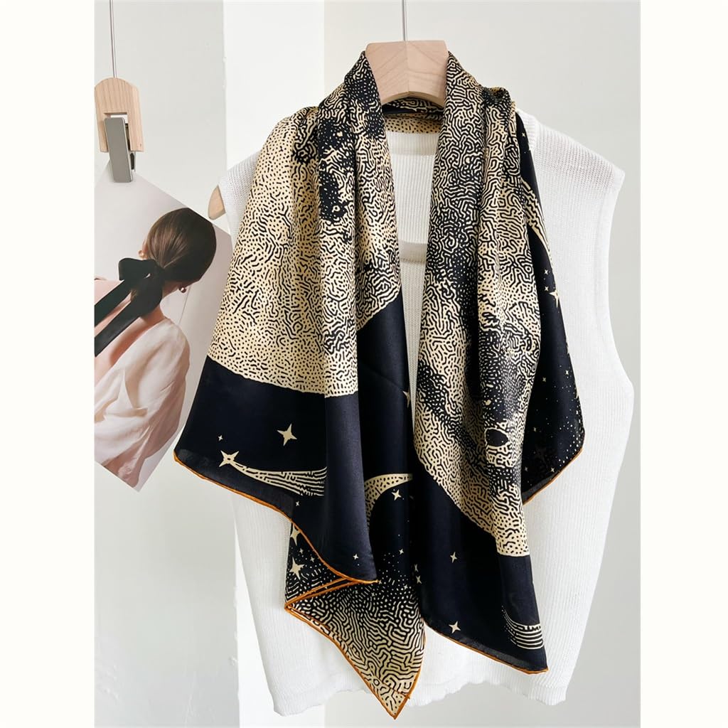 Foulard en Soie Décoratif Femme PianPian Foulard Feuille Rouge Multi Fonctionnel Protection Solaire Grand Châle