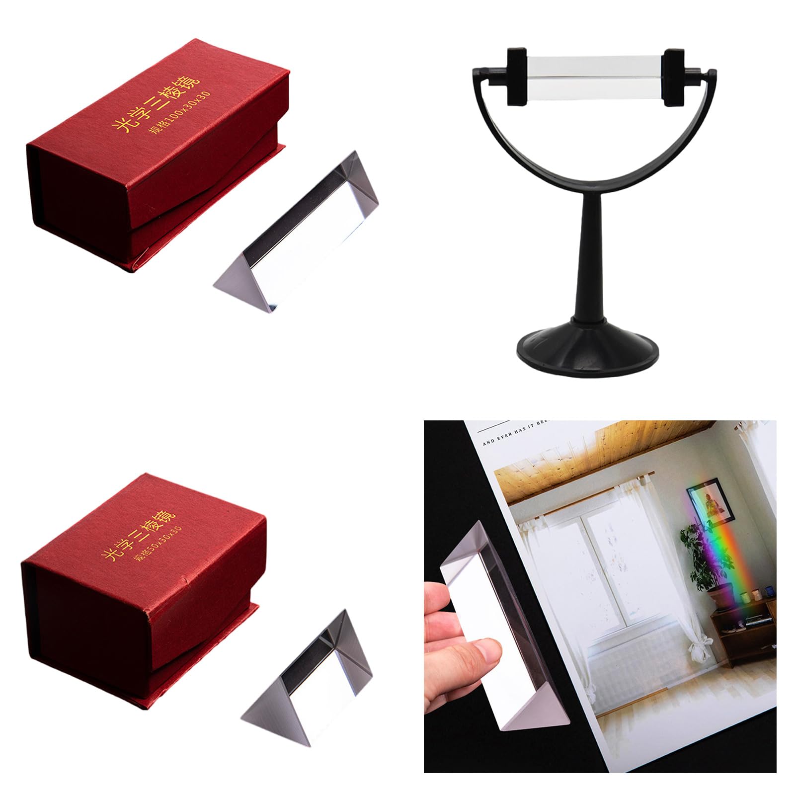Rainbow Triangular Prism Optical Glass Triangular Prism Triples Prism for Photography Effect Physics Teaching
