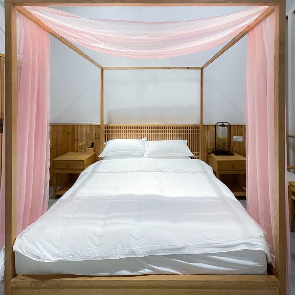 NOVACENTIX Bed Canopy in Pink, King & California King Bed, Luxury Sheer Bed Canopy, Sheer Scarf, Valance, Curtains, 1 Piece, 132.1 x 650.1 cm / 52 x 256 cm in Pink
