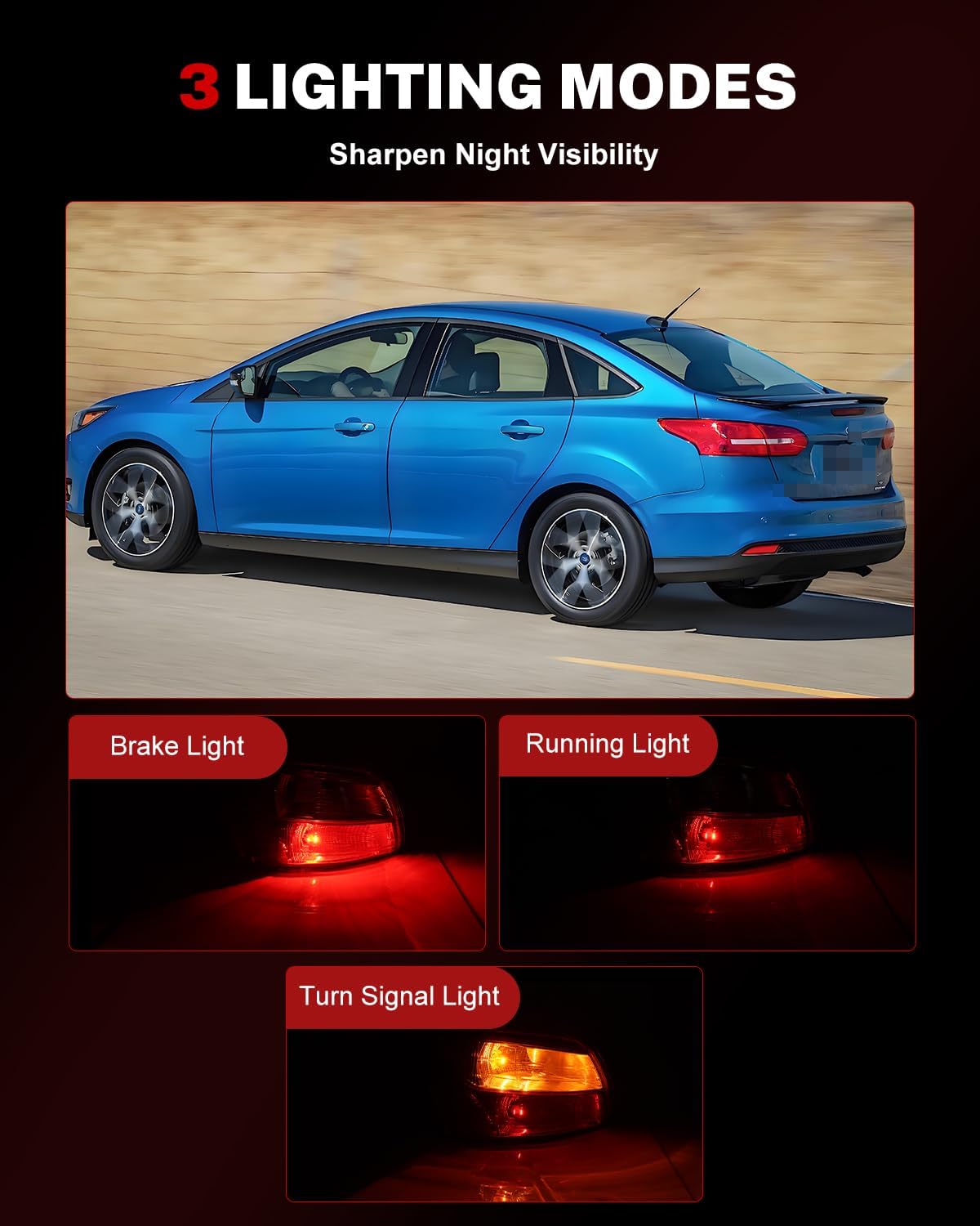 Tail Lights Assembly Compatible with Fo-rd Focus Sedan 2012 2013 2014, [Bulbs Included] Right/Passenger Side, Taillight Rear Lamp Assembly, Red Lens Left/Driver Side