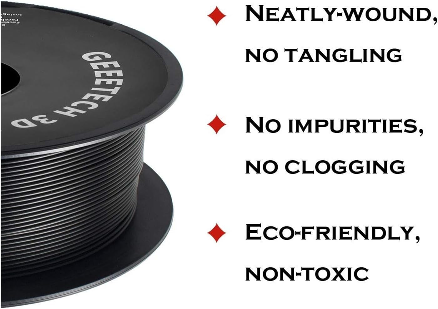 3D Printer Filament Pure Plastic 1.75mm,1KG (2.2LBS), Tangle-Free, 3D Printing Materials, Vacuum Packaging(PLA red)