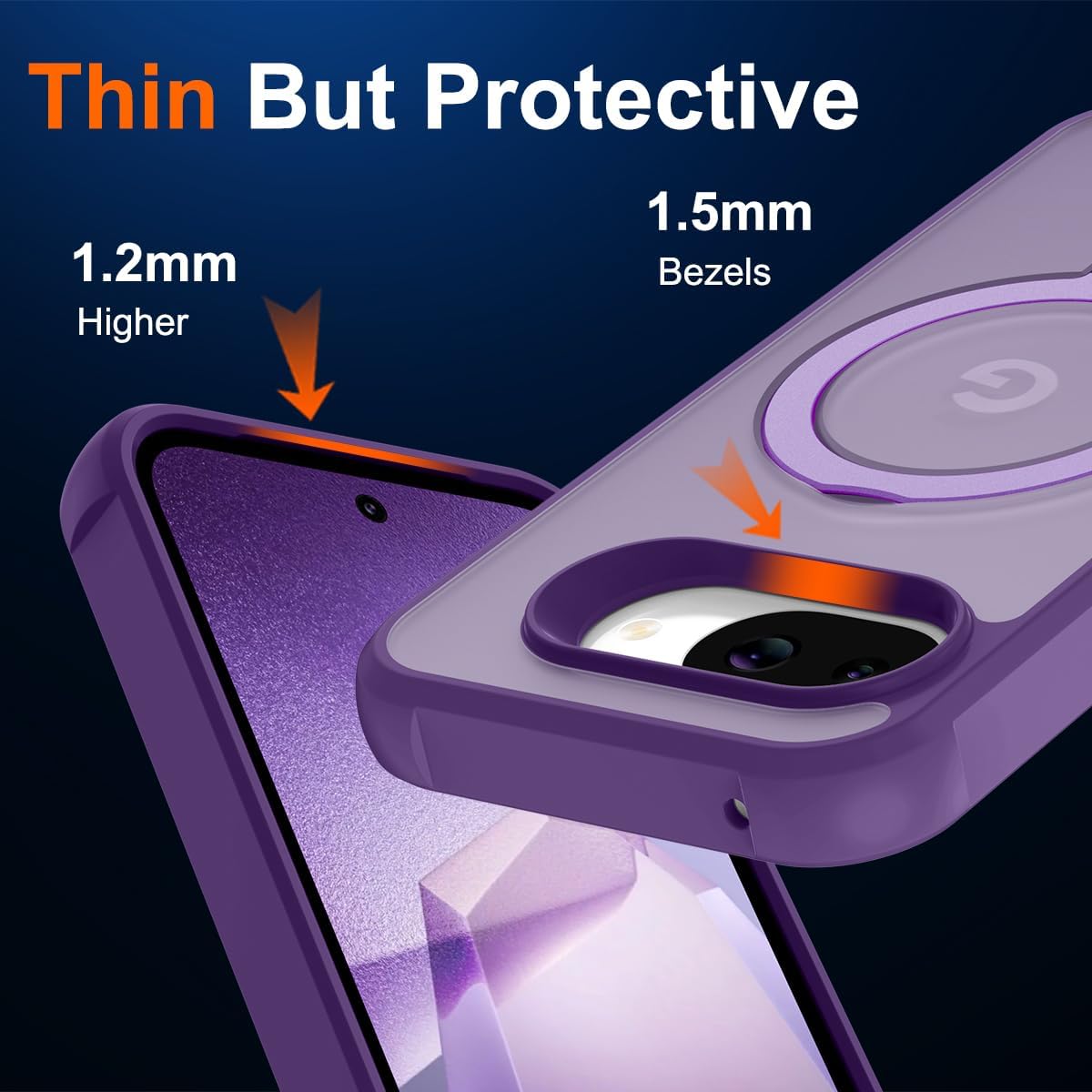 CHAOFEnG Magnetic Compatible with Google Pixel 10a Case with Stand [Military Grade Drop Tested][Compatible with Magnet] Ring Translucent Slim Hard Back Soft Edge, Purple