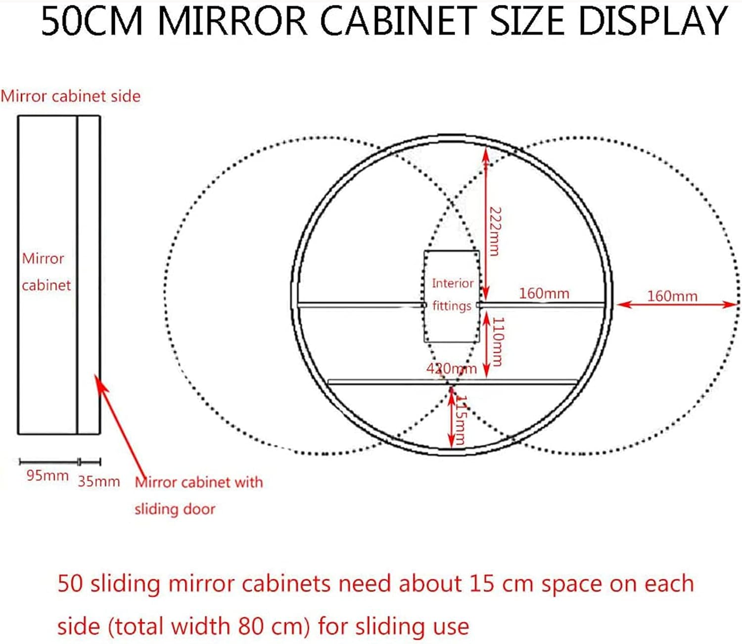 Bathroom Cabinet,Bathroom, Round Bathroom Vanity Mirror with Cabinet, Bathroom with Wall Storage Cabinet, Makeup Mirror, Medicine Cabinet with Slow Close,Wood Color-50cm