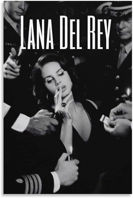 HUANGHUA Lana Del Rey Poster Balck And White Poster Canvas Painting Wall Art Picture Home Decor Print For Bedroom Living Room Dorm Study Bar Office 16x24inch(40x60cm), Unframe-style