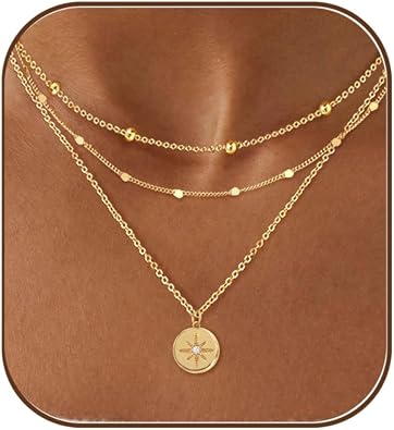 Dainty Layered Necklaces for Women Trendy | Gold Necklace Stack 14K Gold Plated Layering Pendant Necklace Set Statement Necklaces for Women Waterproof Gold Jewelry